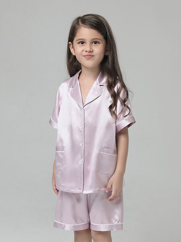 19 Momme Kids Short Silk Pajama Set For Boys and Girls